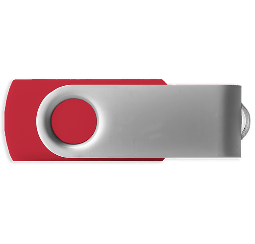 Full Color Silver Swivel USB Flash Drive 16GB in Red