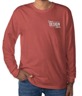 Comfort Colors 100% Cotton Long Sleeve T-Shirt - Embroidered - Color: Crimson
