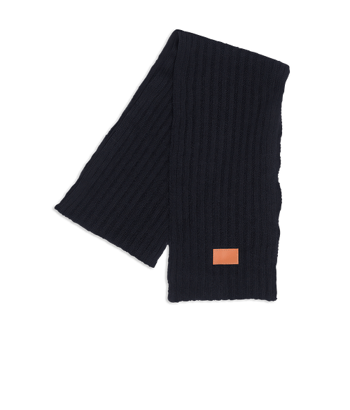 Debossed Leeman Rib Knit Scarf in Black