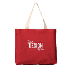 Bayside USA-Made Large 100% Cotton Canvas Tote - Color: Red