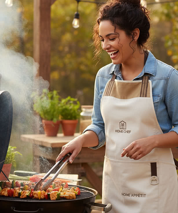 Charlie Cotton Full Length Grill Apron with Insulated Pocket