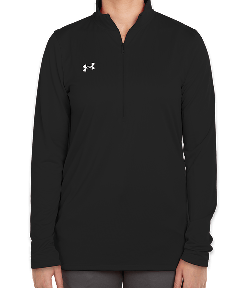 Under Armour Women's Team Tech Recycled Half Zip Performance Shirt - Printed in Black / White