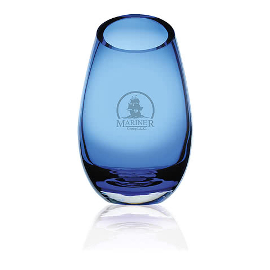 Laser Engraved Cairo Blue Vase in Blue
