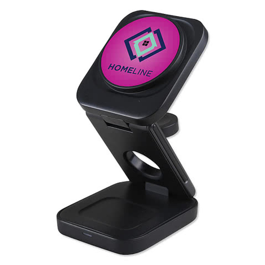 Full Color Trifecta 3-in-1 Wireless Charging Phone Stand in Black