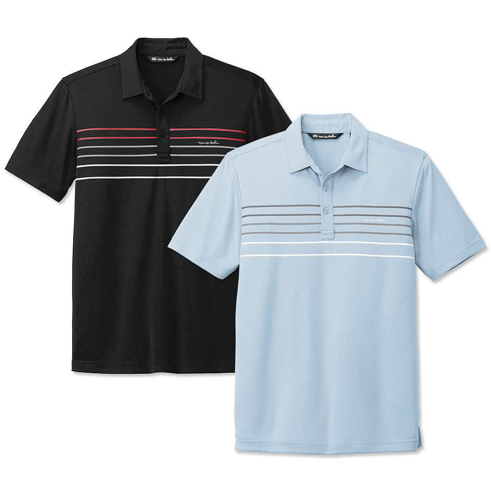 TravisMathew Coto Striped Performance Polo - Embroidered