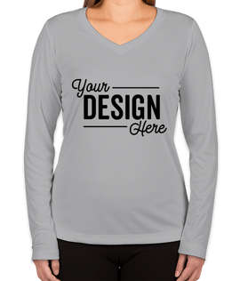 Sport-Tek Women's Competitor Long Sleeve V-Neck Performance Shirt - Color: Silver