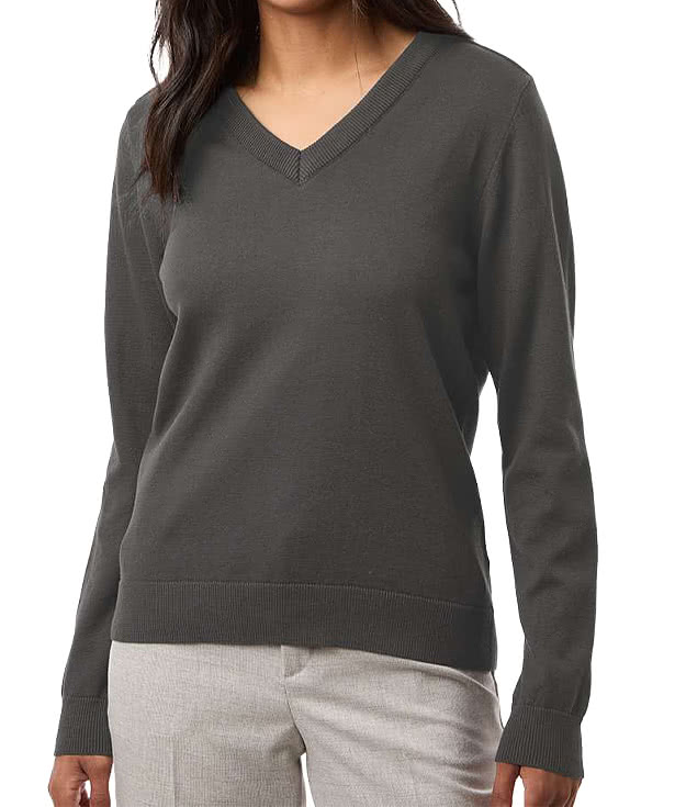 Devon & Jones Women's New Classics Recycled V-Neck Sweater - Embroidered