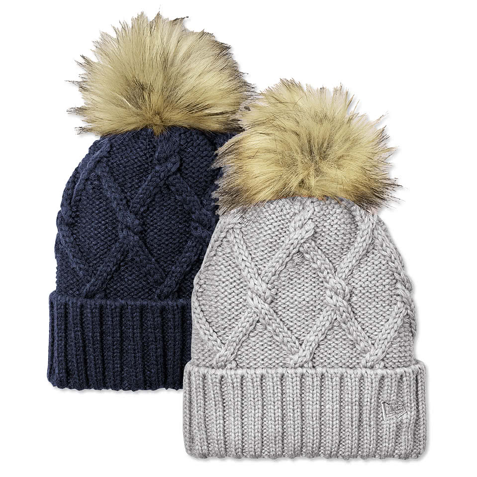 Custom New Era Faux Fur Pom Pom Beanie - Design Beanies Online at