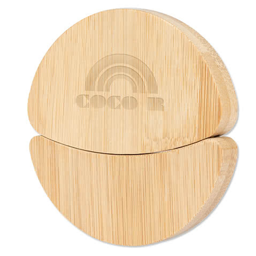 Laser Engraved Bambino Bamboo Pizza Cutter in Natural