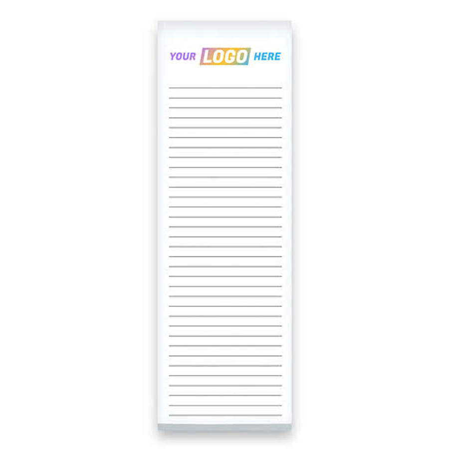 Full Color Souvenir 3" x 9" Lined Scratch Pad - 50 sheets/pad (Case of 500) in White
