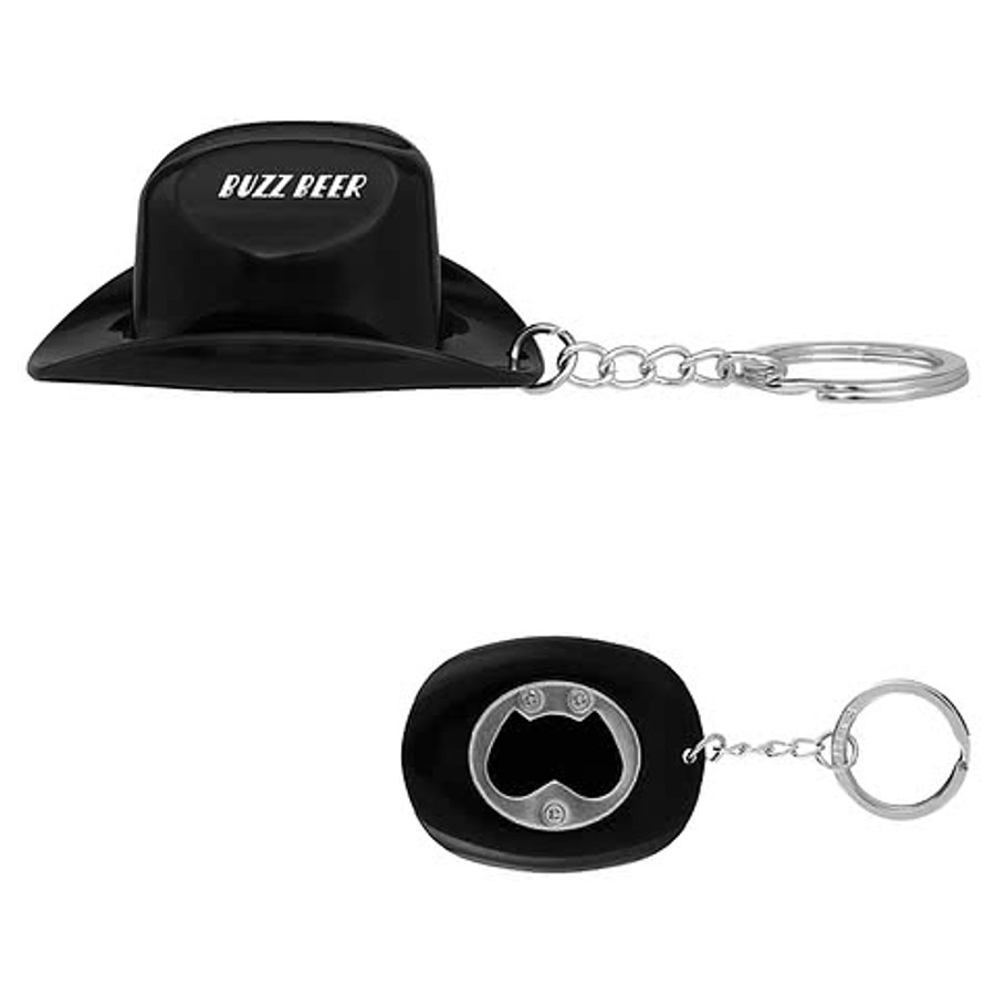 Cowboy Hat Bottle Opener Keychain in BROWN