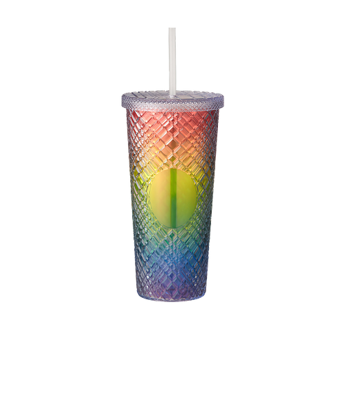 22 oz. Sparkle Insulated Tumbler with Straw in RAINBOW