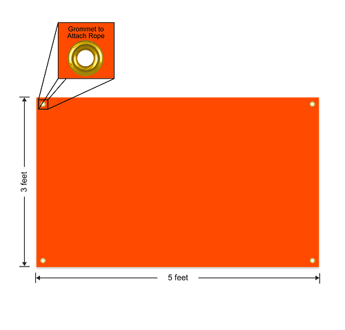 Full Color 5' x 3' Vinyl Banner - Color: Orange