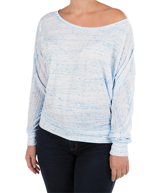 Bella + Canvas Women's Flowy Long Sleeve Off Shoulder T-shirt