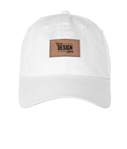 Ahead Largo Washed Twill Baseball Hat with Tan Rectangle Patch - White