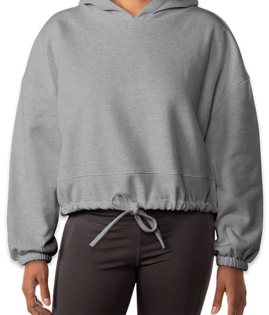TriDri Women's Maria Cropped Pullover Hoodie in Heather Grey