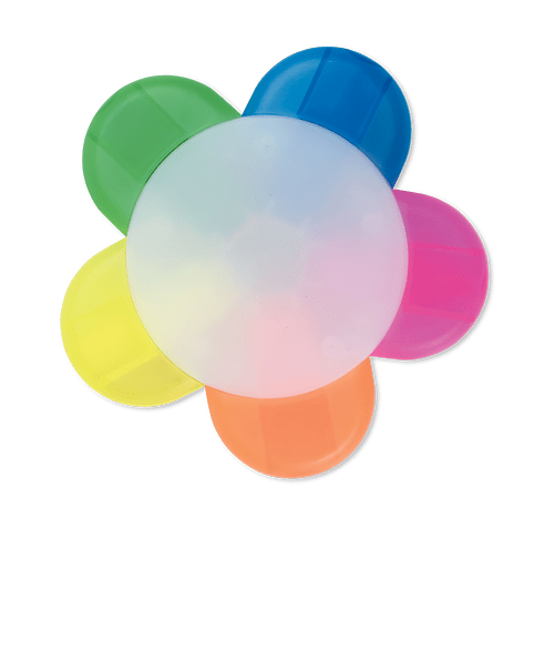 Full Color 5-in-1 Flower Shaped Highlighter in Translucent Clear 