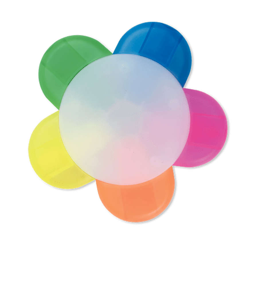 Full Color 5-in-1 Flower Shaped Highlighter in Translucent Clear