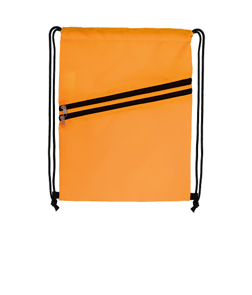 Full Color Neon Multi-Zippered Drawstring Bag in Neon Orange
