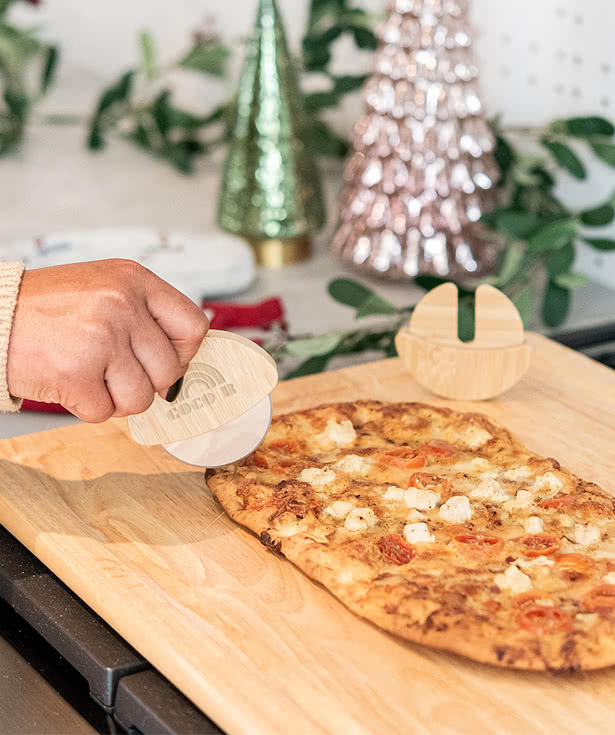 Laser Engraved Bambino Bamboo Pizza Cutter