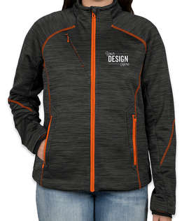 North End Women's Melange Tech Fleece Lined Jacket - Color: Carbon / Orange Soda