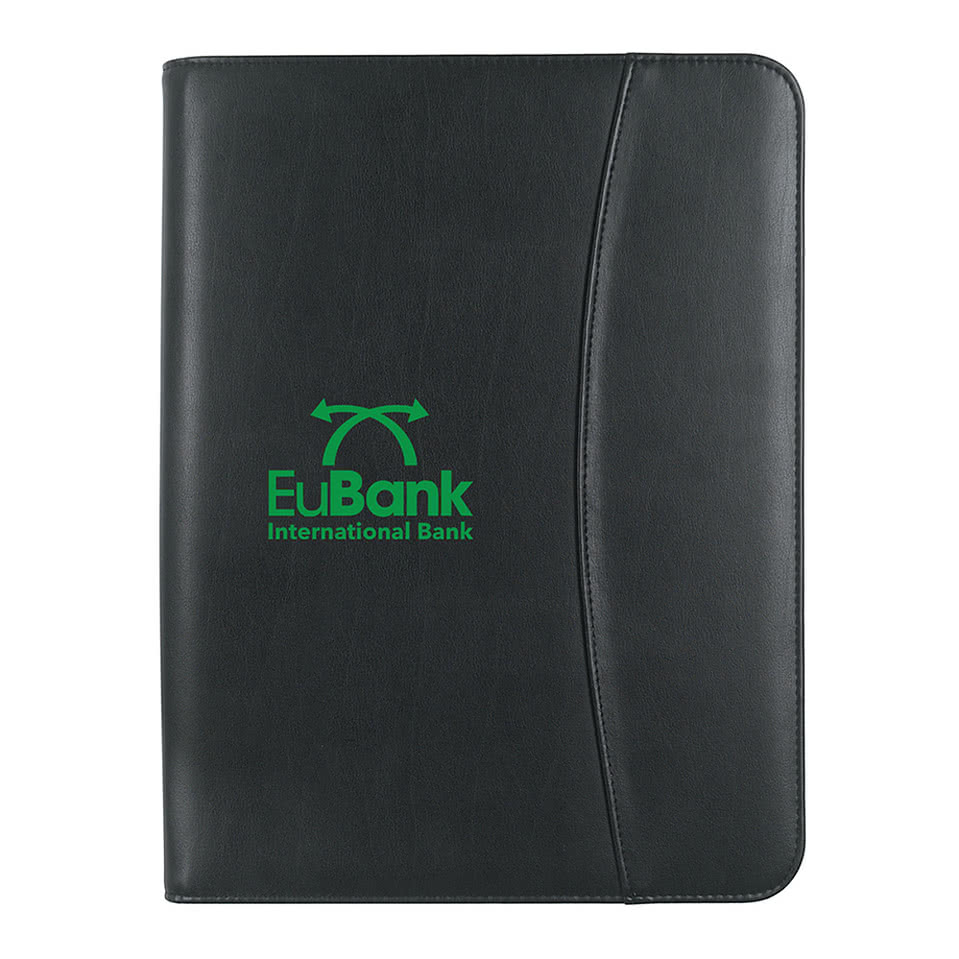 Leather Look Zippered Padfolio with Calculator