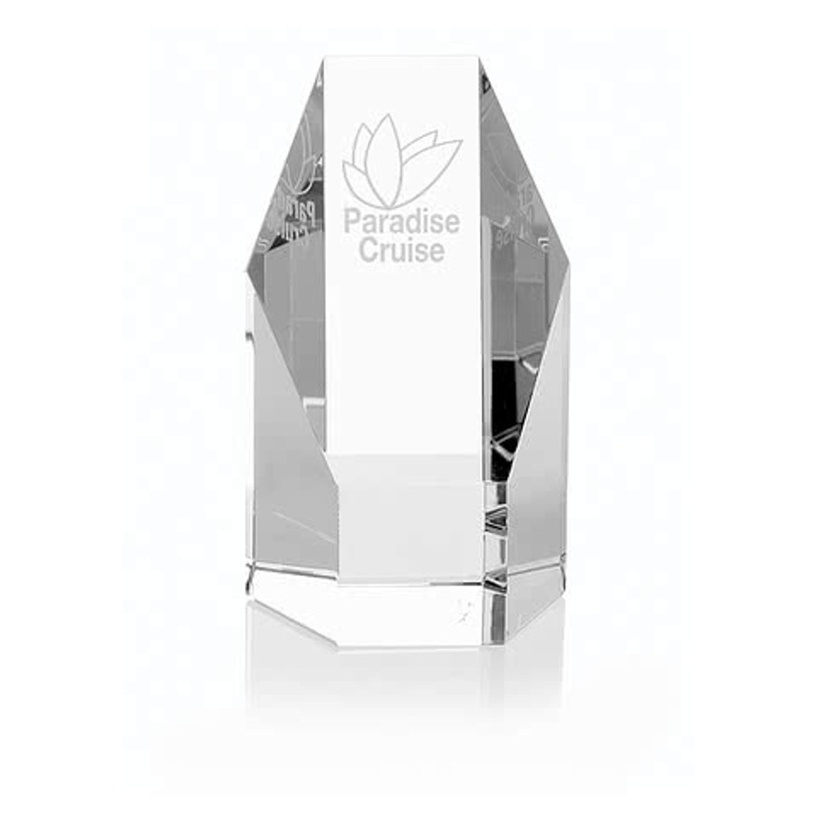 Laser Engraved 5" Hexagonal Tower Award in Clear