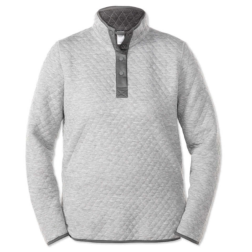 Marine Layer Women's Corbet Quilted Snap Pullover - Faux Leather Patch