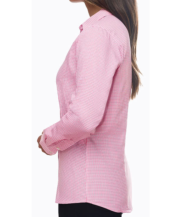 Blue Generation Women's Untucked Gingham Long Sleeve Dress Shirt