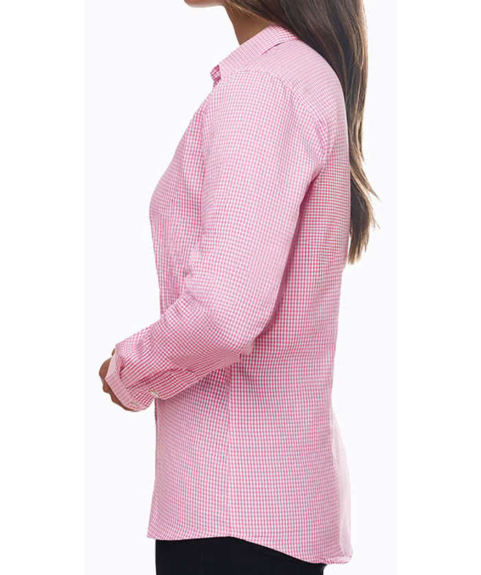 Blue Generation Women's Untucked Gingham Long Sleeve Dress Shirt