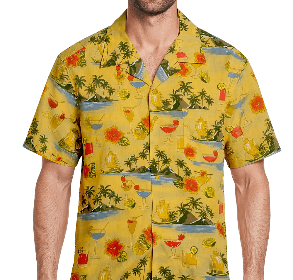 Blue Generation Cocktail Print Short Sleeve Camp Shirt-default