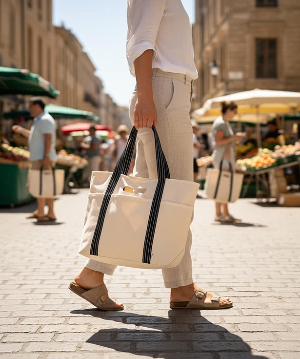 Farm Stand Recycled Cotton Canvas Dual Handle Tote Bag