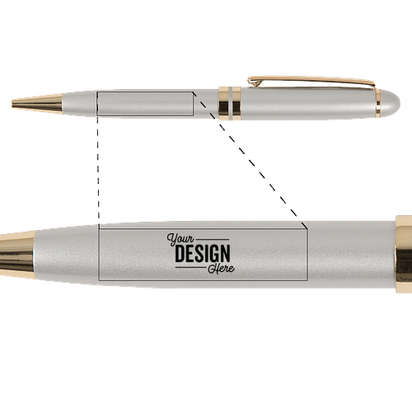 BIC Laser Engraved Esteem Pen - Silver / Gold