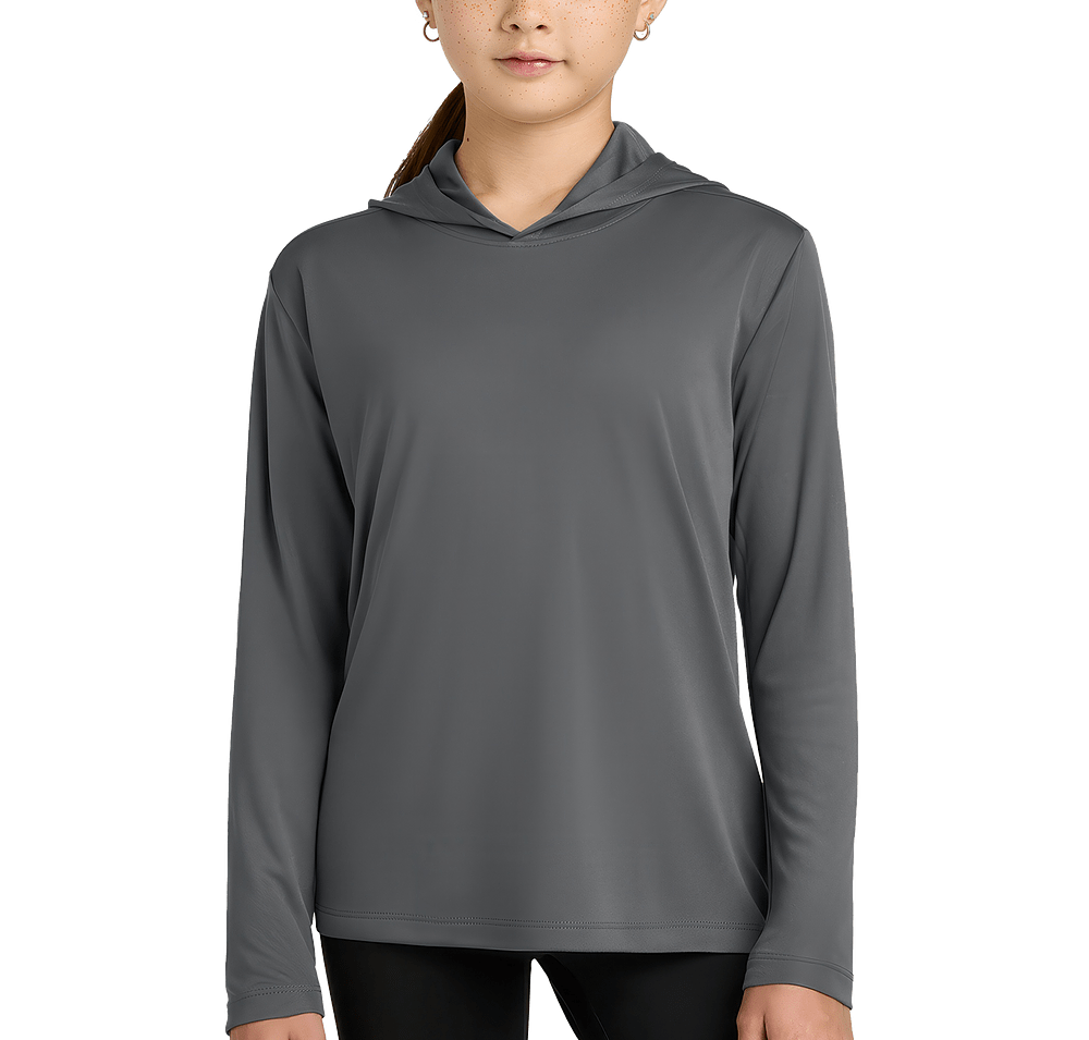 Sport-Tek Youth UPF 50 Hooded Long Sleeve Performance Shirt-default