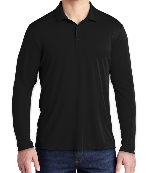 Sport-Tek UPF 50 Long Sleeve Performance Polo in Black