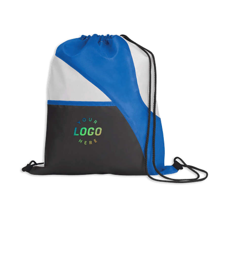 Full Color Tri-Color Drawstring Bag in Royal