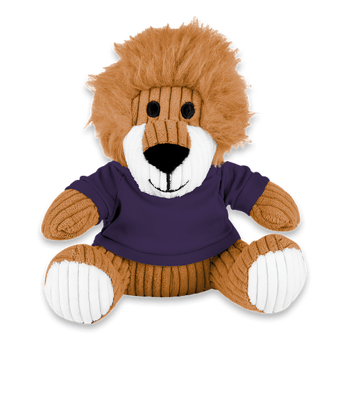 6" Rory Corduroy Lion Plush Animal with T-shirt in Purple