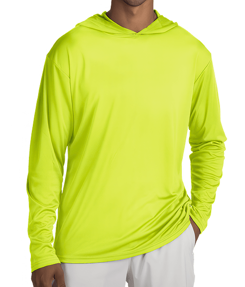 Blue Generation BLU-X-DRI Hooded Long Sleeve Performance Shirt in Optic Yellow
