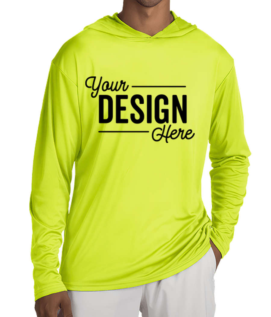 Blue Generation BLU-X-DRI Hooded Long Sleeve Performance Shirt in Optic Yellow