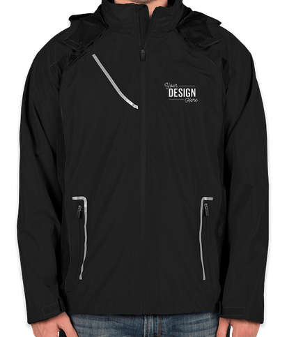 Team 365 Waterproof Hooded Jacket - Black / Black