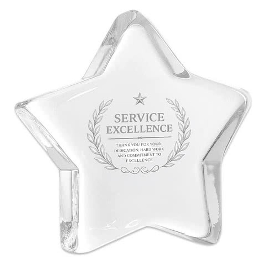 Laser Engraved Star Paperweight in Clear