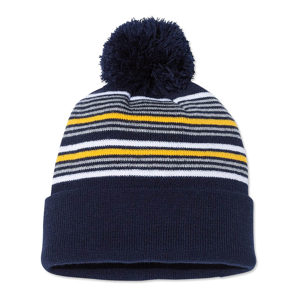 Sportsman Striped Pom-Pom Cuff Beanie