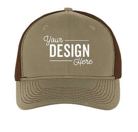 Port Authority Snapback Trucker Hat - Color: True Khaki / Coffee