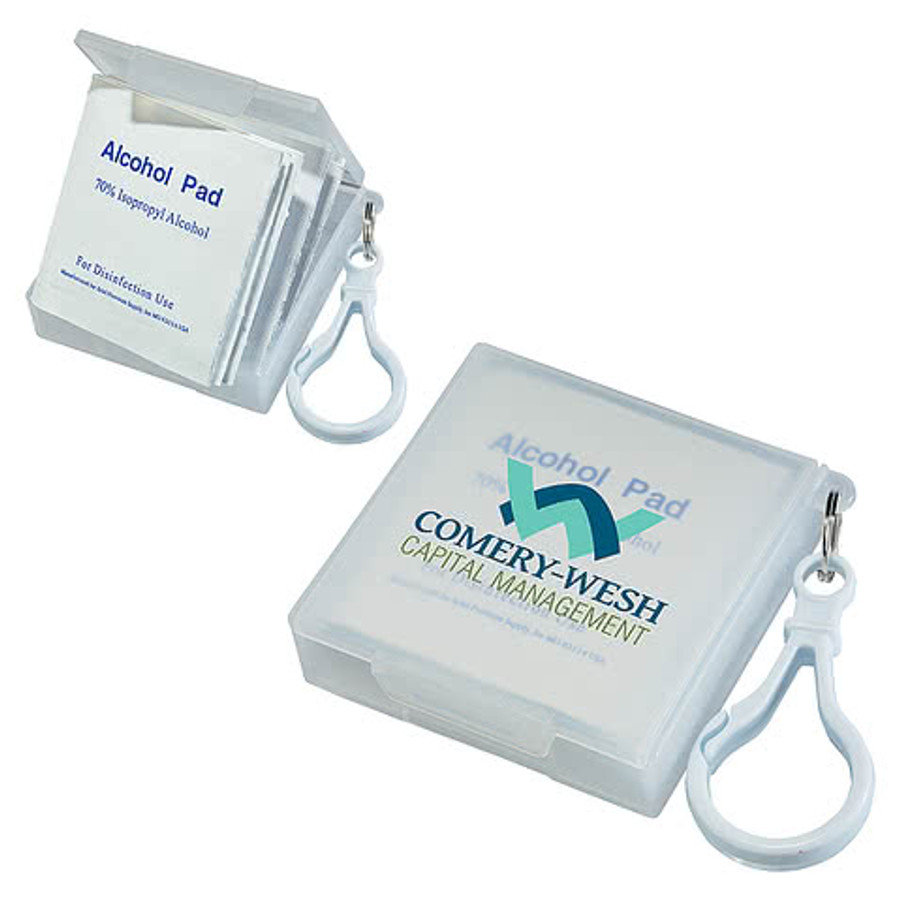 Handy Pack Sanitizing Wipes with Carabiner in Clear