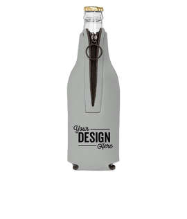 Foldable Foam Zipper Bottle Cooler - Color: Gray