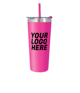 24 oz. Colma Stainless Steel Insulated Tumbler with Straw - Color: Fuschia