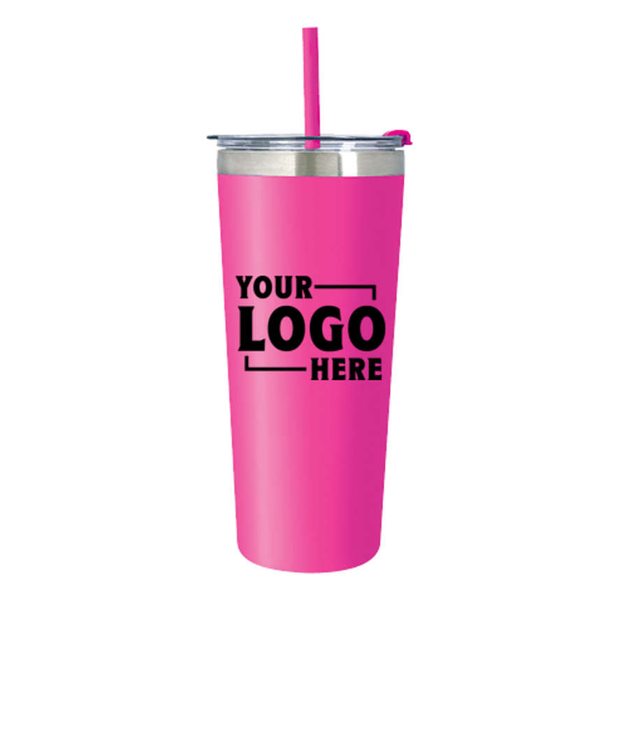 24 oz. Colma Stainless Steel Insulated Tumbler with Straw in Recycled Fuschia