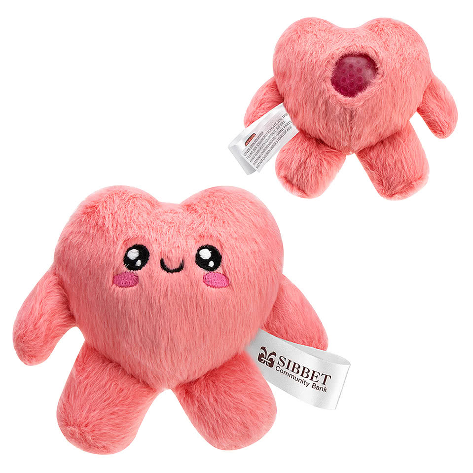 Stress Busters Fluffy Heart Plush Gel Stress Reliever