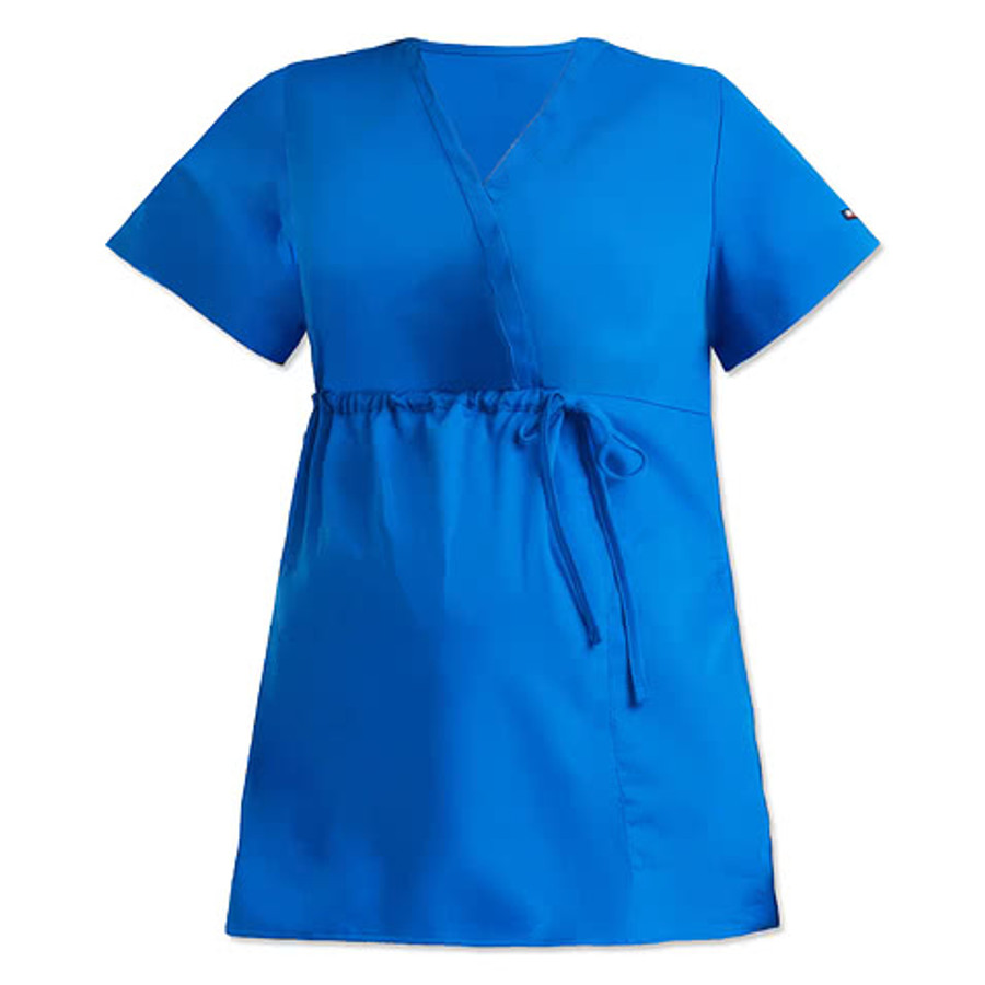 Grey's Anatomy by Barco Women's Lilah Mock Wrap Maternity Scrub Top in New Royal