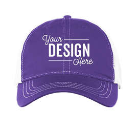 Pacific Headwear Vintage Snapback Trucker Hat - Color: Purple / White / Purple